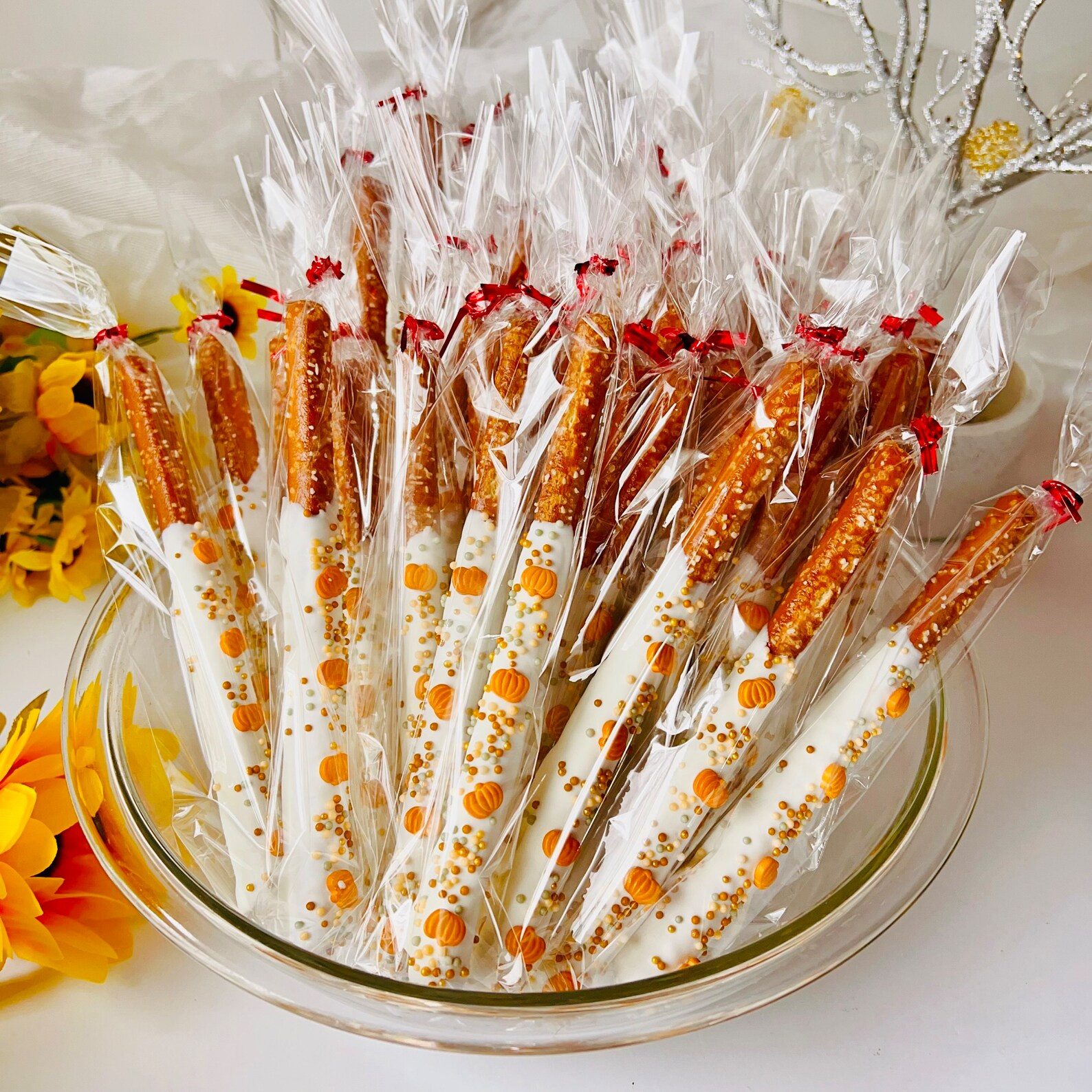 Thanksgiving Fall Wedding Favors Chocolate Dipped Pretzel Rods, Fall Wedding Favors, Chocolate Co... | Etsy (US)