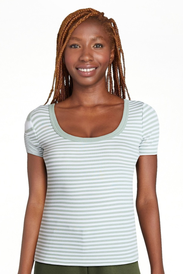 Time and Tru Women's Ribbed Scoop Neck Tee with Short Sleeves, Sizes XS-XXXL | Walmart (US)