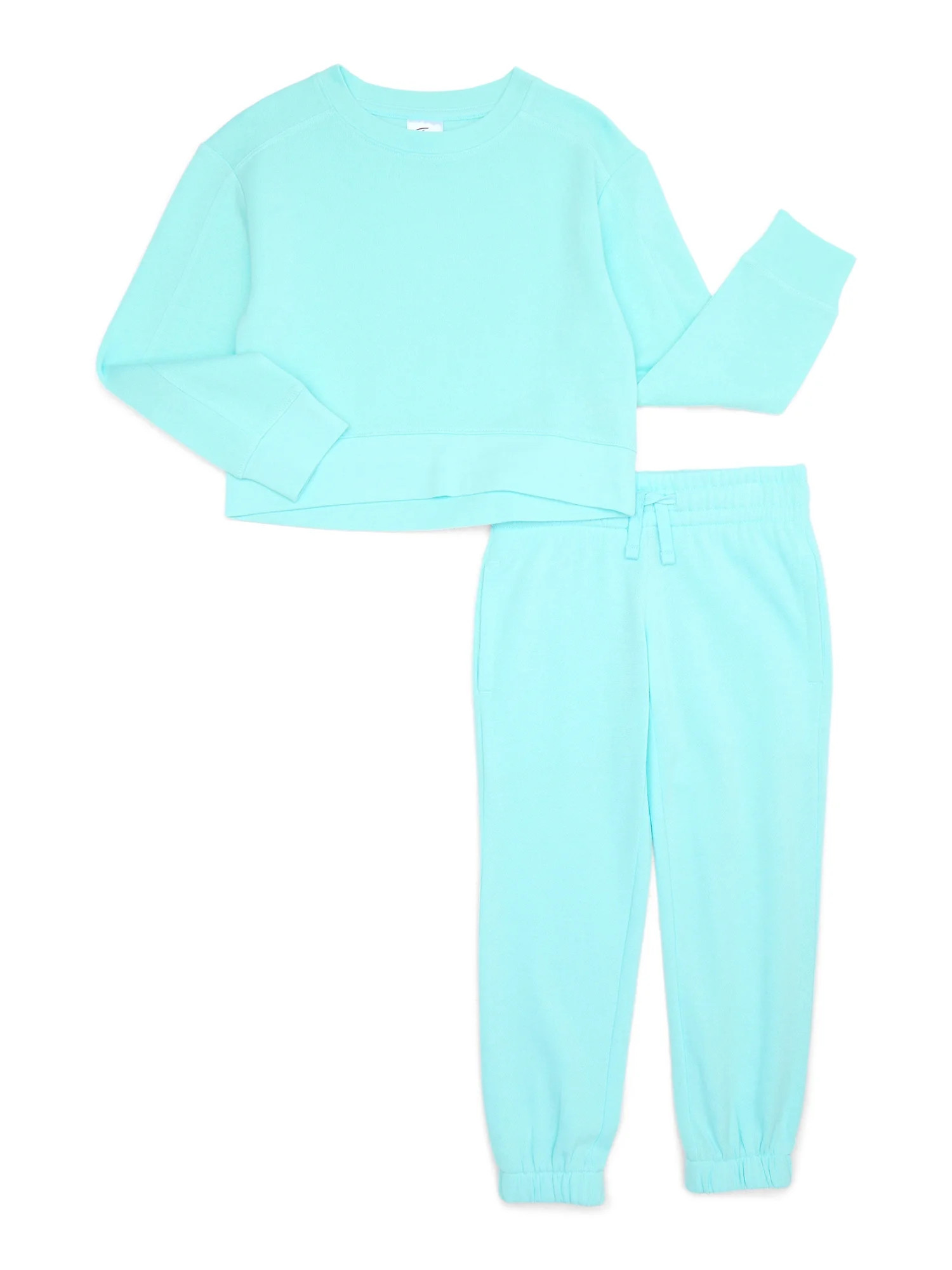 Athletic Works Girls Fleece Sweatshirt and Sweatpants Set, 2-Piece, Sizes 4-18 & Plus | Walmart (US)