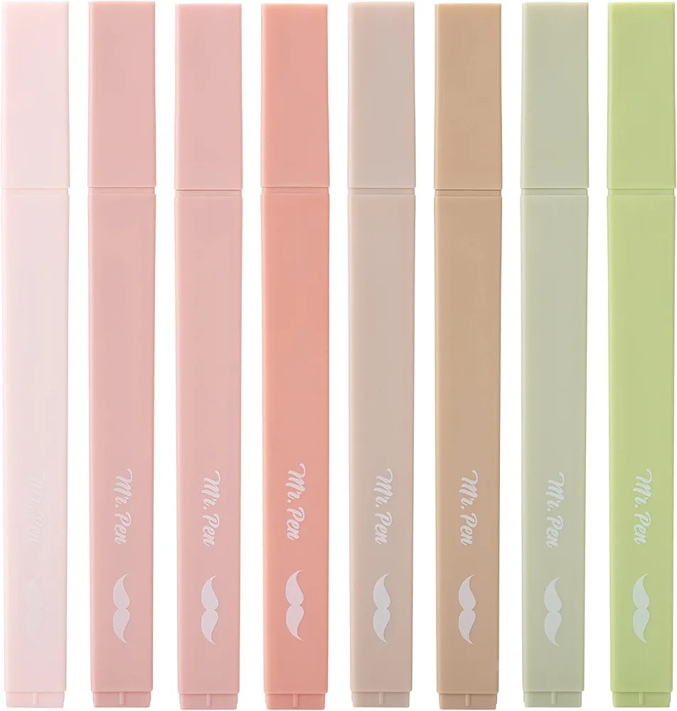 Mr. Pen- Aesthetic Highlighters, 8 pcs, Chisel Tip, Boho Colors, No Bleed Bible Highlighter Paste... | Amazon (US)