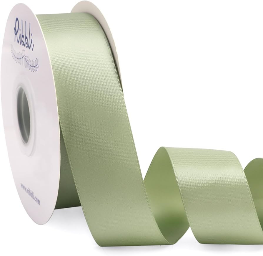 Ribbli Sage Green Satin Ribbon Double Faced Satin 1-1/2 Inch x Continuous 50 Yards-Spring Moss Ri... | Amazon (US)
