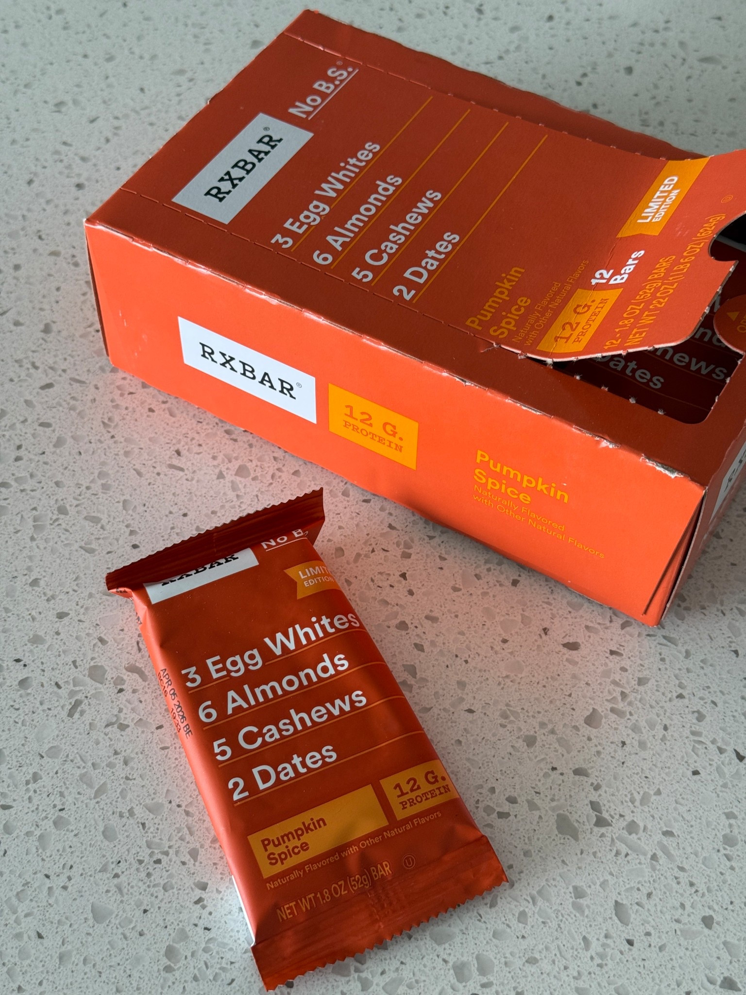 A favorite gluten free treat! This limited-edition protein bar is anything but basic. Made with your favorite fall flavors; pumpkin, cinnamon, cloves and a few other simple ingredients - egg whites for protein, dates to bind and nuts for texture. No tricks. Just treats. RXBAR