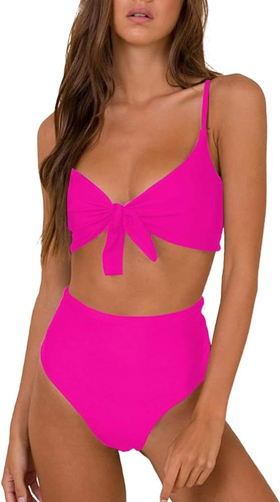 XUNYU High Waisted Bikini Set for Women Swimsuits Push Up Tie Knot Swimwear Two Piece Bathing Sui... | Amazon (US)
