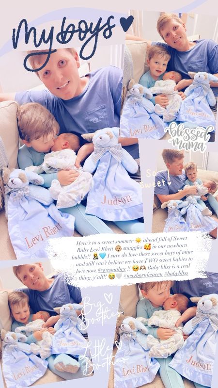 Here’s to a sweet summer ☀️ ahead full of Sweet Baby Levi Rhett 👶🏼 snuggles 🥰 in our newborn bubble!! 🤱🩵 I sure do love these sweet boys of mine - and still can’t believe we have TWO sweet babies to love now, @wesmabry !! 🥹🫶🏽 Baby bliss is a real thing, y’all!! 😭🤍 #newbornheaven #babybliss 

#LTKFamily #LTKHome #LTKBaby