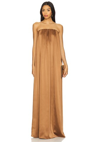 Monique Satin Maxi Dress in Terracotta | Revolve Clothing (Global)