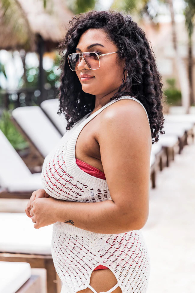 Malibu Dream Cream Halter Cropped Cover Up Tank FINAL SALE | Pink Lily