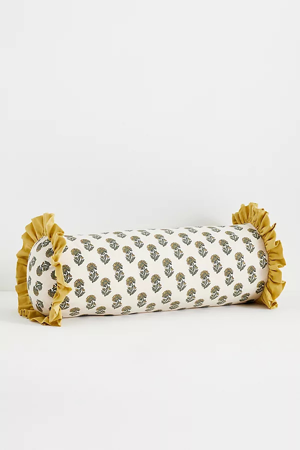Cotton Block-Print Ruffle Pillow | Anthropologie (US)