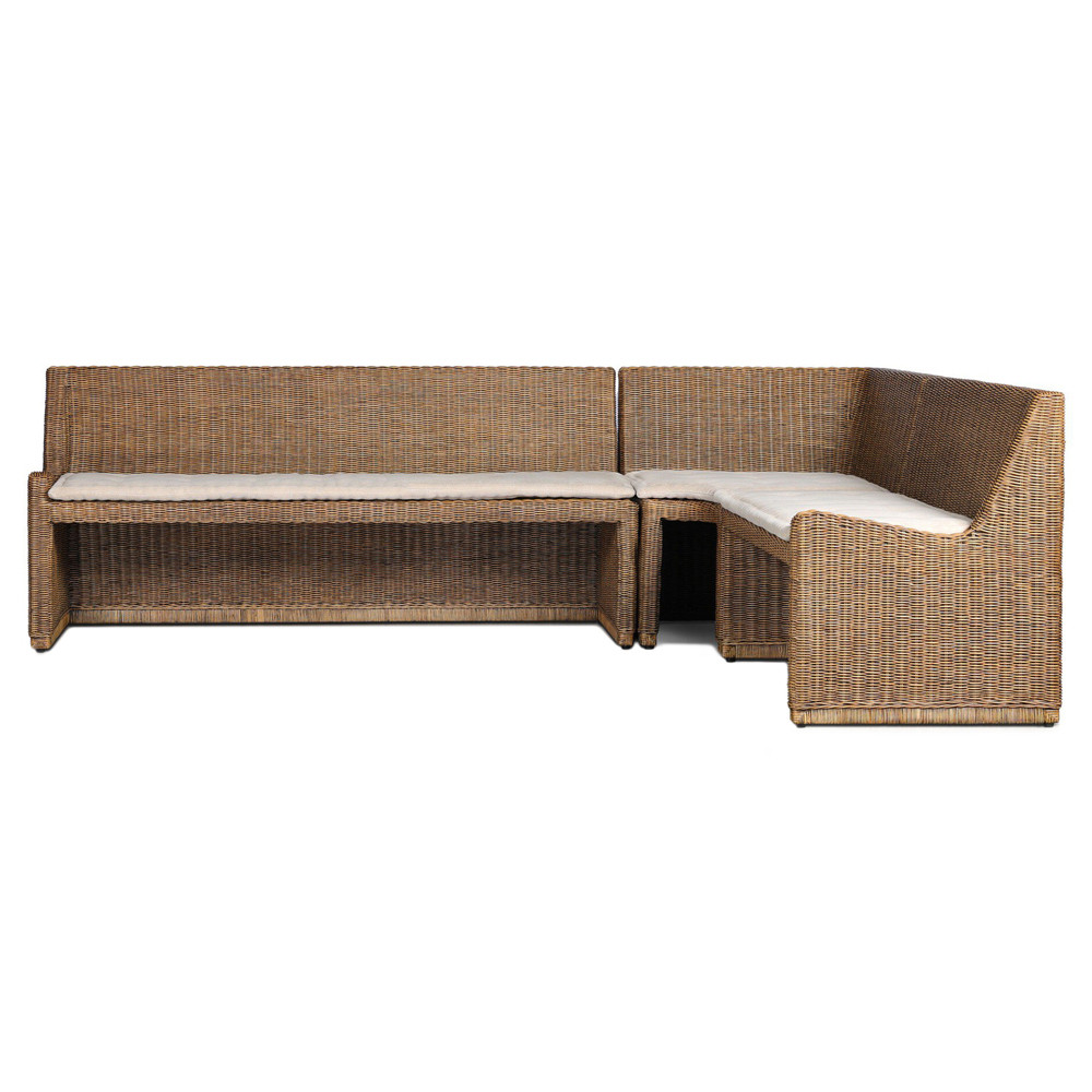 Senna Broadway Dune Dining Banquette L-Shape - Left Arm Facing - 106""W | Kathy Kuo Home