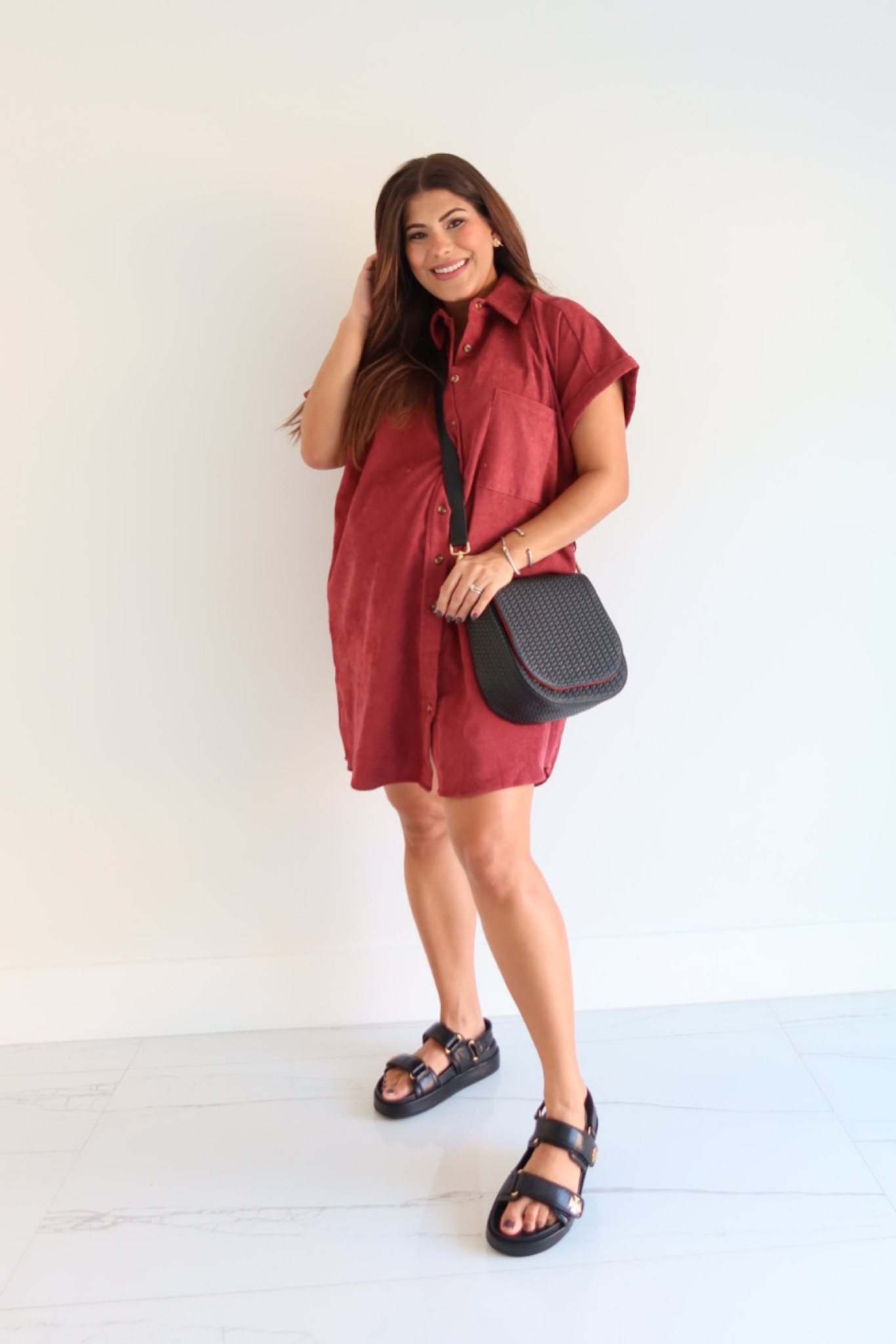 Mom to be casual outfit ❤️ maternity dress, vegan leather customizable bag and Tory Burch sandals 

#LTKitbag #LTKshoecrush #LTKbump