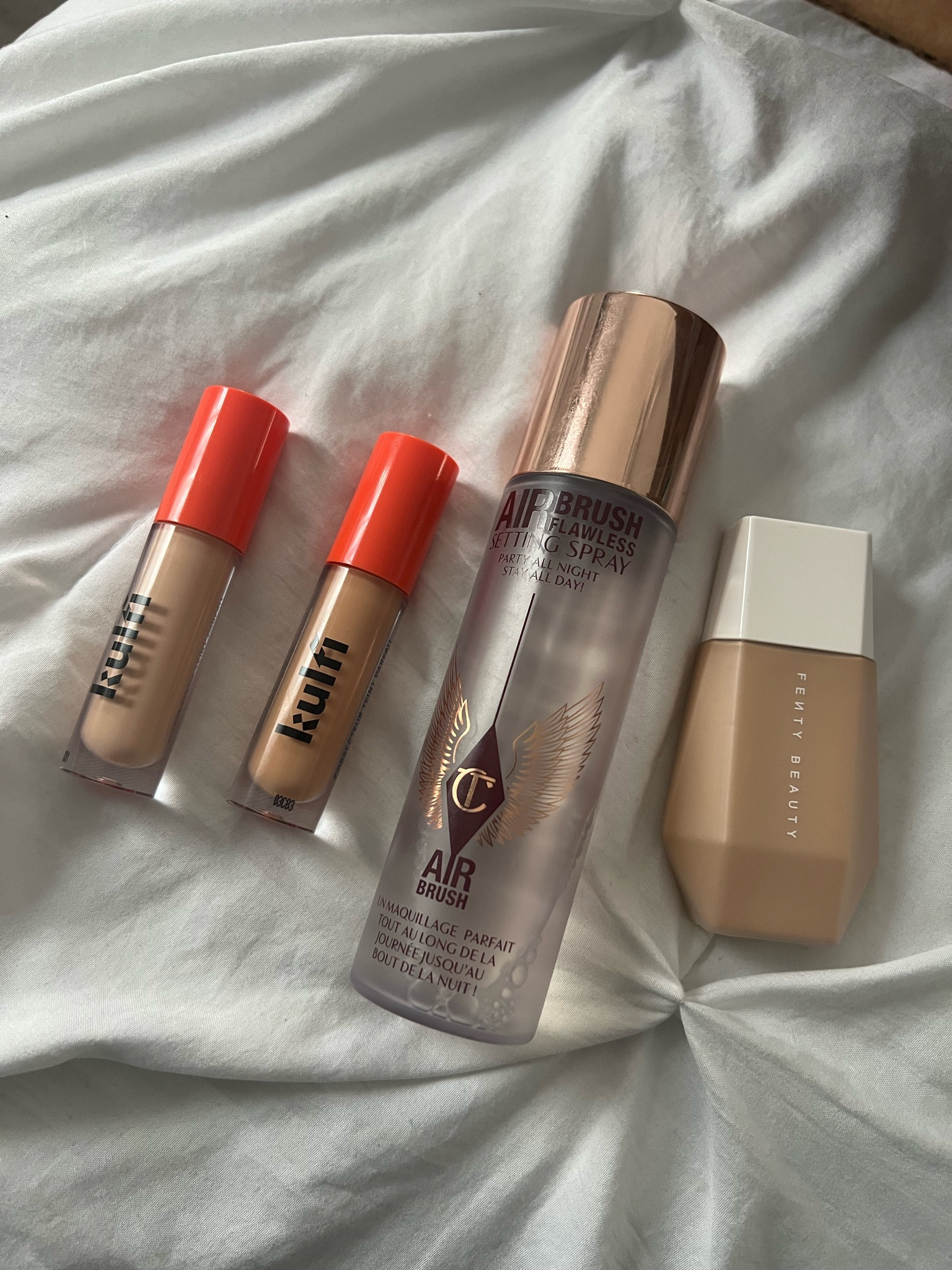 Sephora recs 
Kulfi beauty concealer in Rose Rush and Pome Pome 
Charlotte tilbury airbrush spray
Fenty beauty skin tint shade 12

#LTKHoliday #LTKCyberweek #LTKbeauty