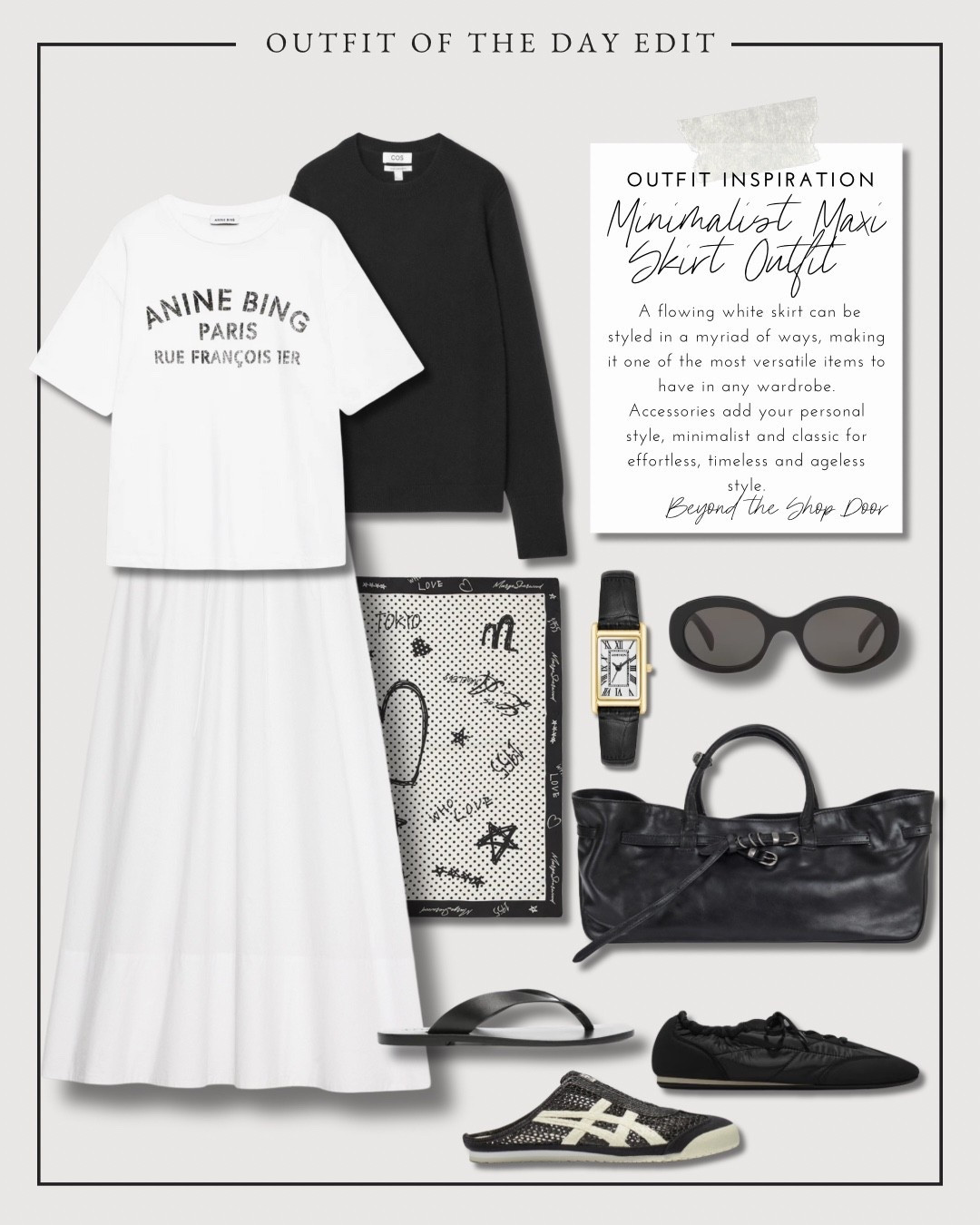 White Maxi Skirt Outfit Inspiration - Outfit of the Day Edit.

Minimalist Maxi Skirt Outfit - Transitional Wardrobe Staple

A flowing white skirt can be styled in a myriad of ways, making it one of the most versatile items to have in any wardrobe.

Accessories add your personal style, minimalist and classic for effortless, timeless and ageless style.

Accessorise with trending favourites 
Ballet Sneakers | Flip Flops | onitsuka tiger mules | Tote Bag | Scarf | Oval Sunglassess

#LTKShoeCrush #LTKStyleTip #LTKItBag