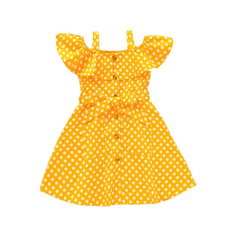 3T Baby Girl Clothes 4T Toddler Girls Dress Ruffle Sleeveless Polka Dots Dress Summer Dress Yello... | Walmart (US)