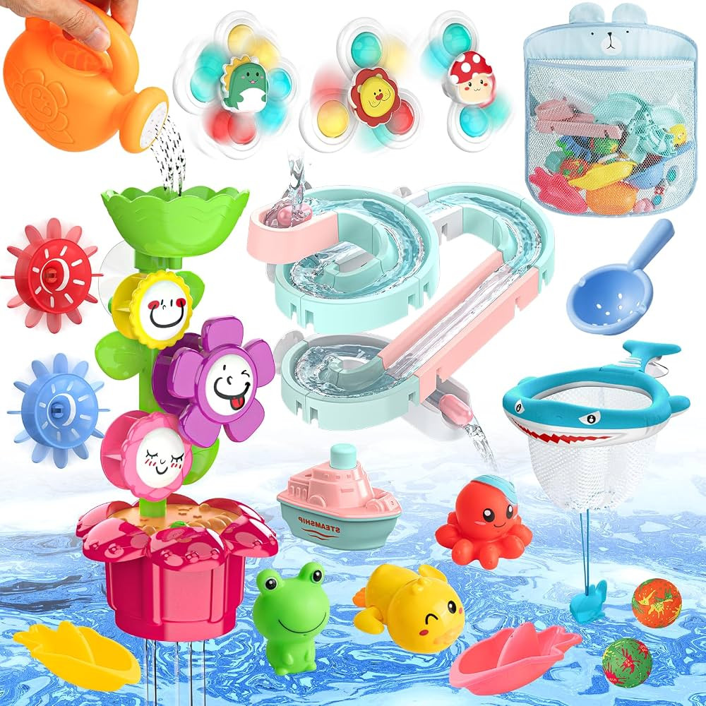 Baby Bath Toys, Bathtub Toys for Toddlers, Kids Shower Toys Bath Tub Slide Toys Set for Infants w... | Amazon (US)