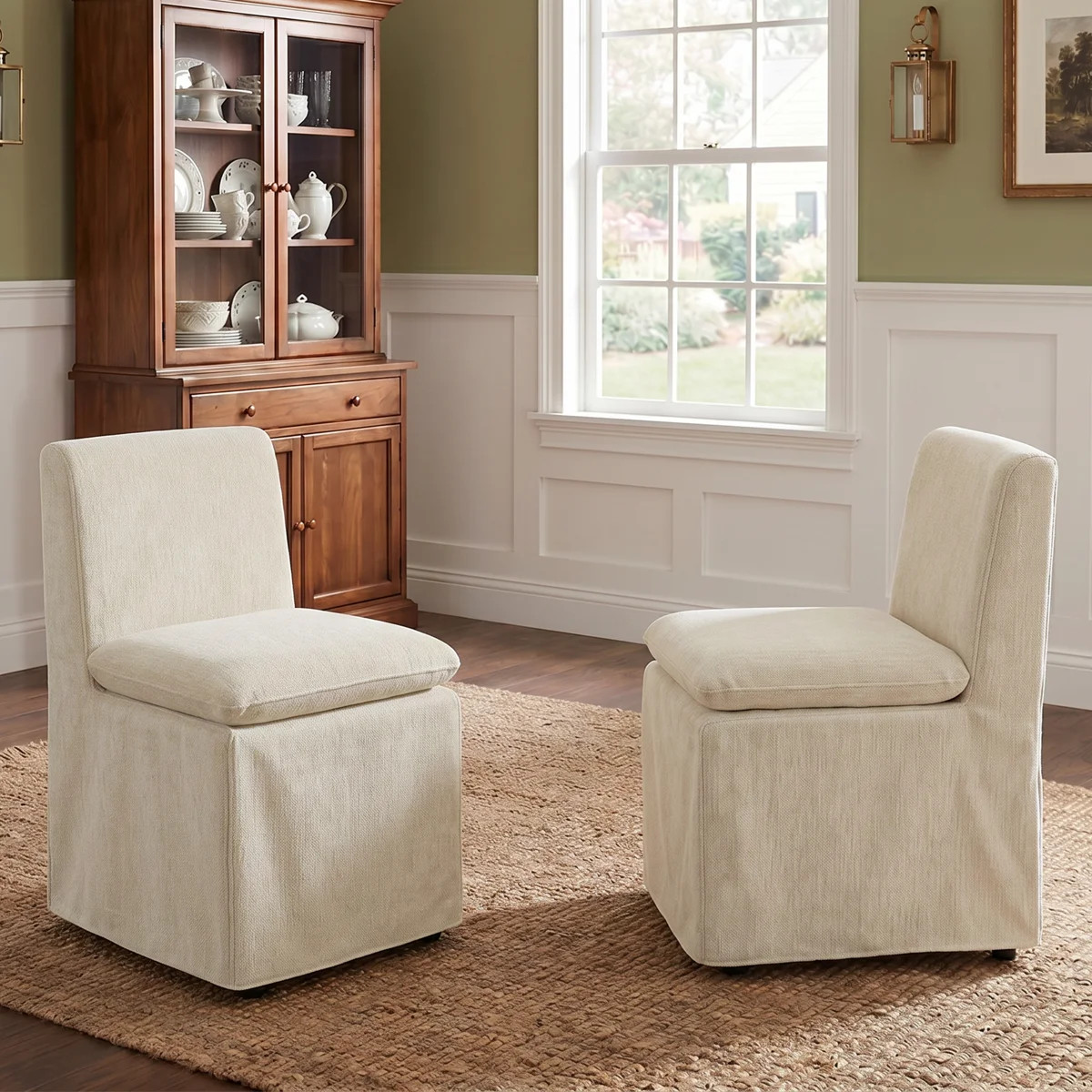 Upholstered Dining Chair with Hidden Casters (Set of 2) | Wayfair North America