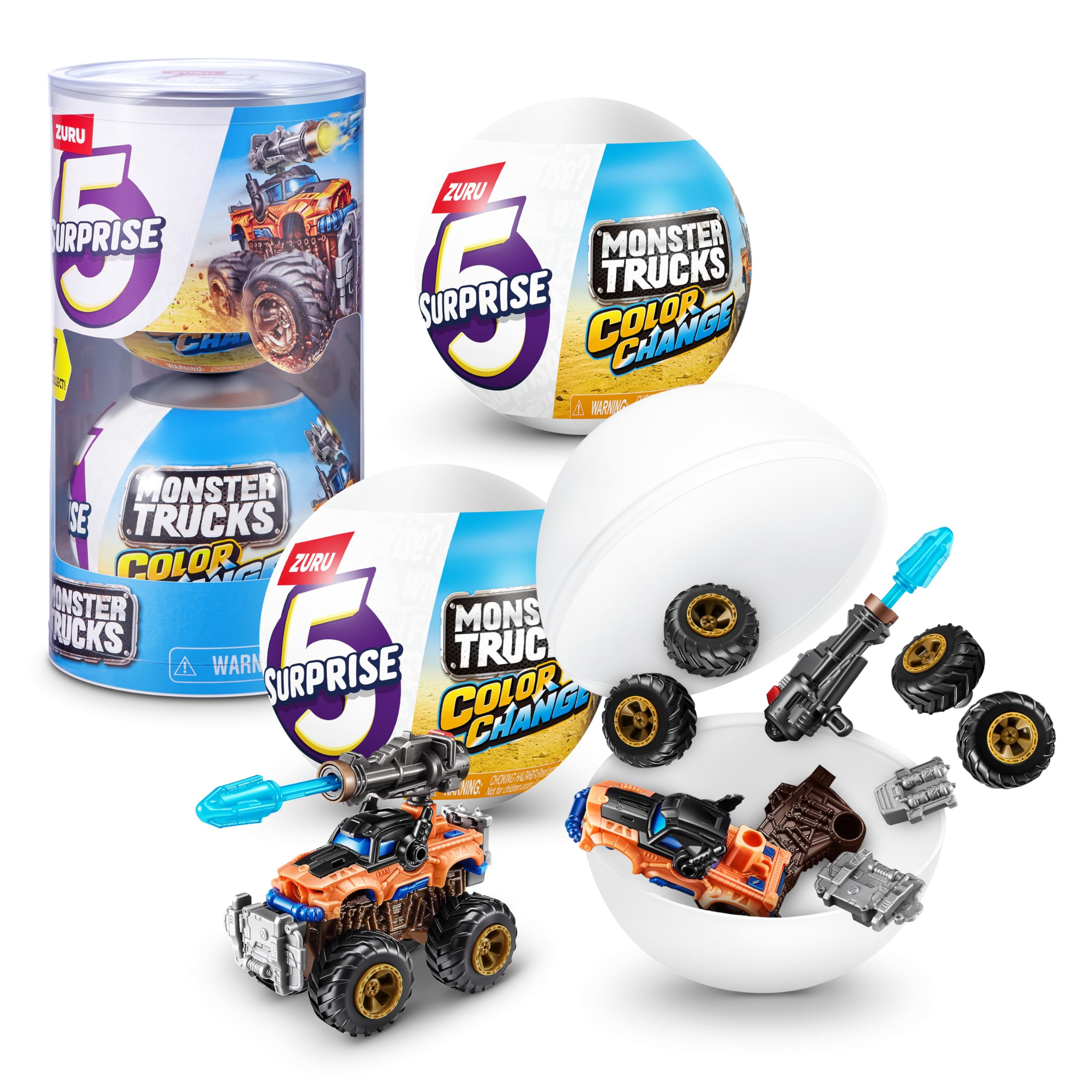 5 Surprise Monster Trucks Series 3 Color Change (2 Pack) by ZURU Collectible Racing Battle Surpri... | Amazon (US)