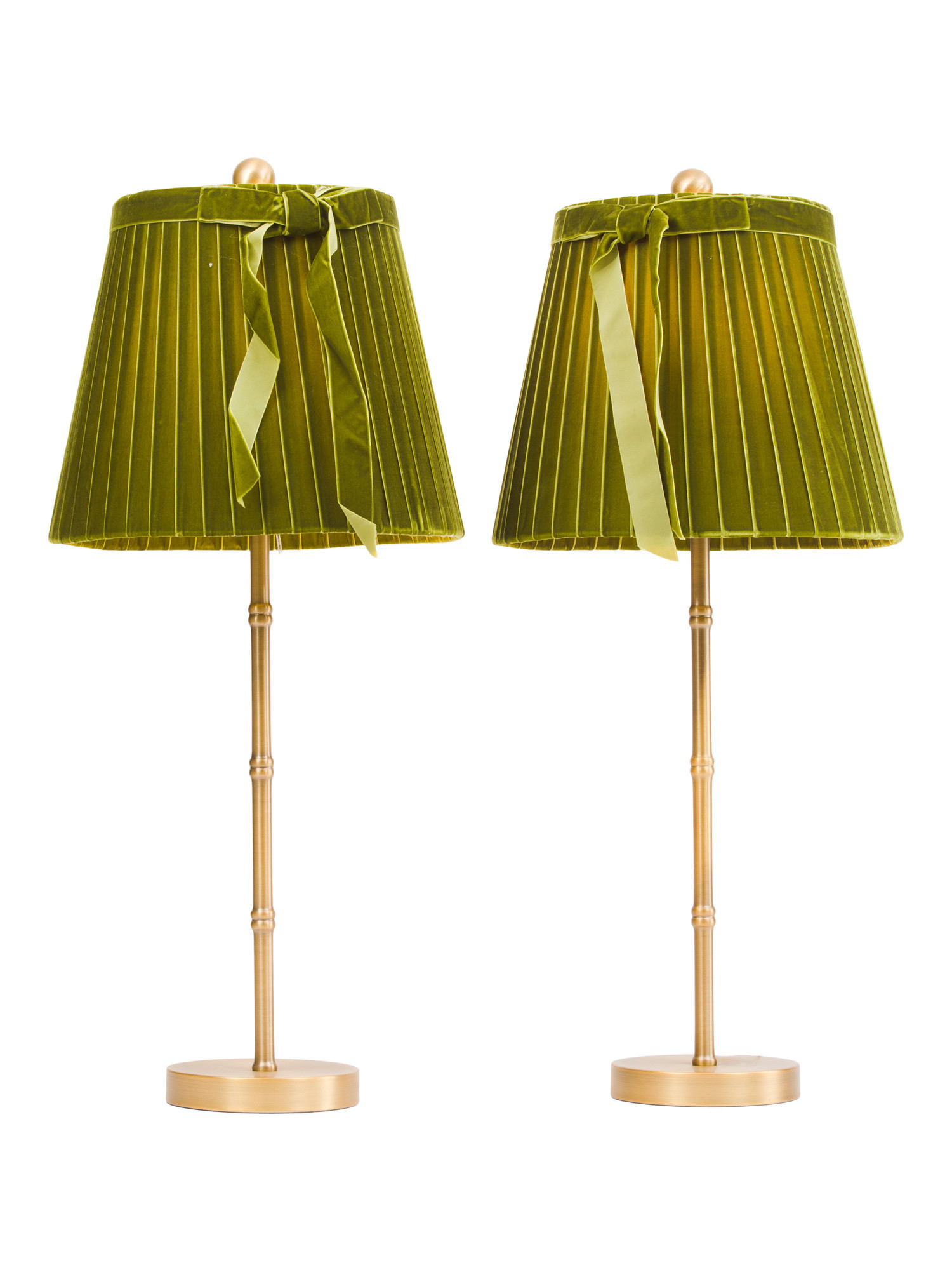 2pk 27in Bamboo Look Metal Table Lamps With Velvet Ribbon Shade | TJ Maxx