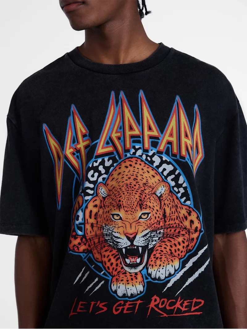 Def Leppard, Men's & Men's and Tall Mineral Wash Boxy Graphic Tee, Sizes XS\u20135XB & MT-4XLT | Walmart (US)