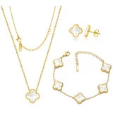 BLUEW Four Leaf Lucky Clover Jewelry Set, Pendant Necklace, Earrings, Bracelet for Women, 18K Gol... | Walmart (US)