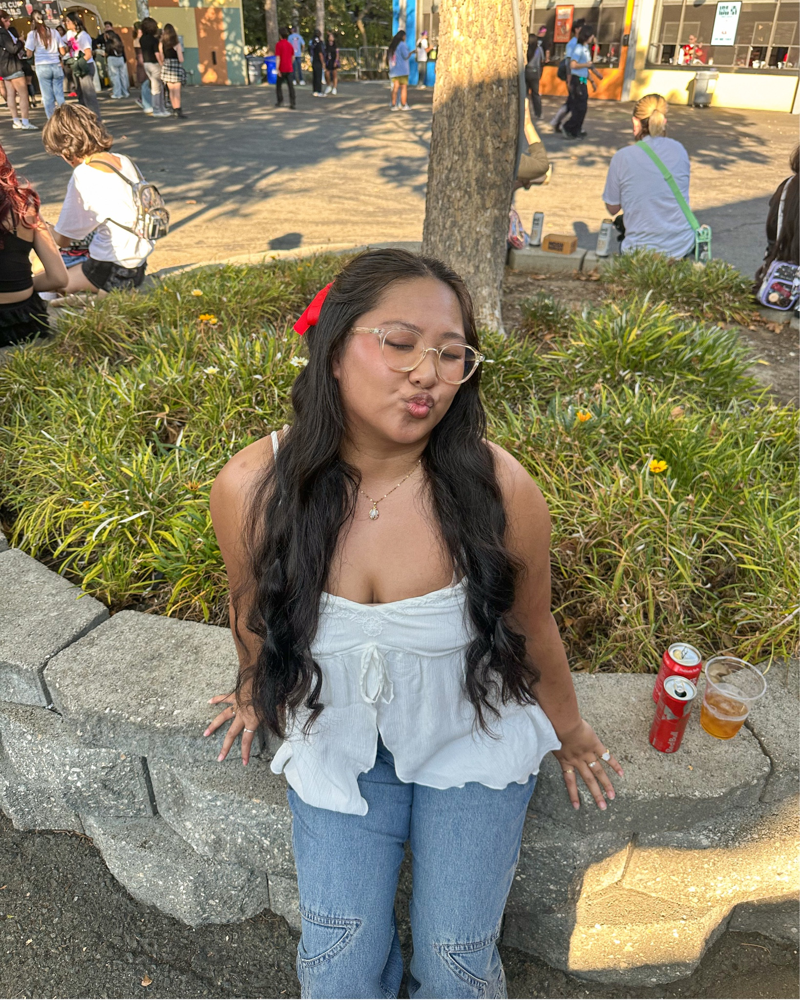 BTR concert outfit: flowy open front top + low-rise denim jeans with star embroidery with converse high tops ❤️

#LTKU #LTKStyleTip #LTKSeasonal