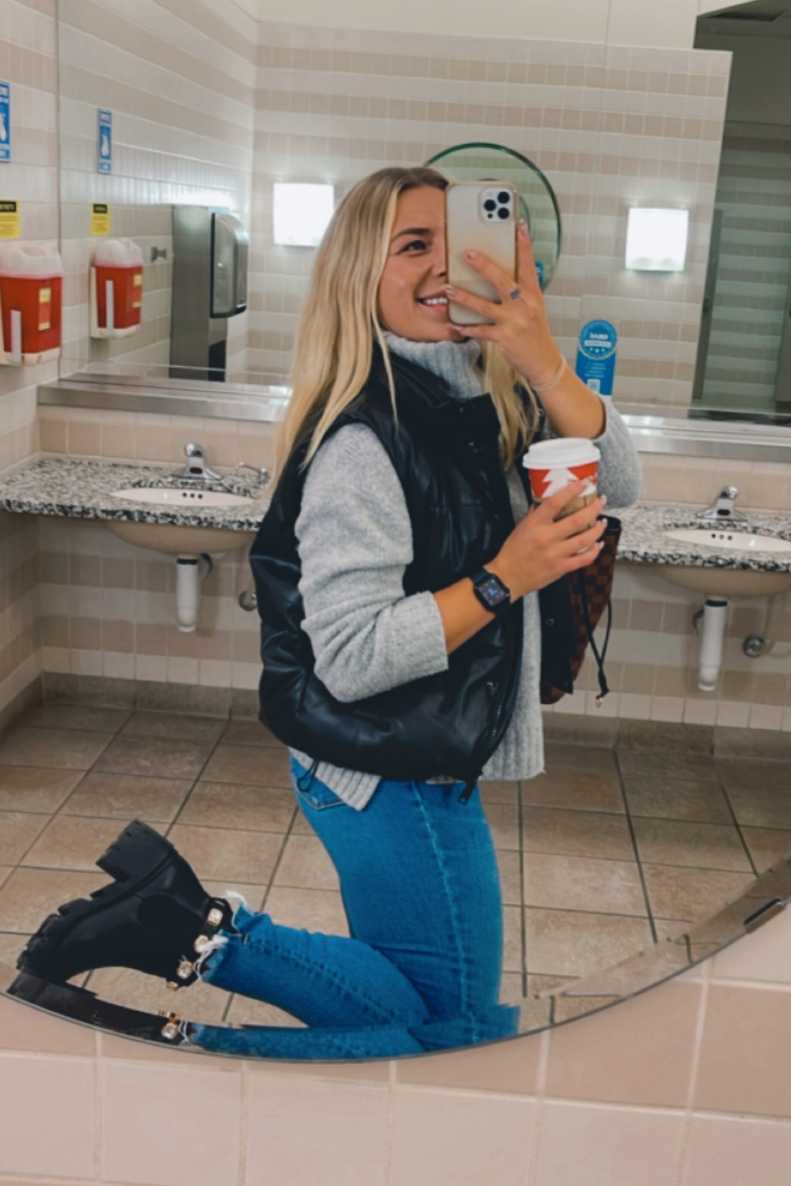 Travel day outfit, leather vest, gray turtleneck sweater, chunky boots, Steve Madden boots

#LTKtravel #LTKshoecrush #LTKstyletip