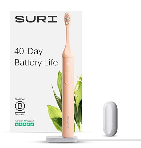 SURI Electric Toothbrush - Sustainably Designed in California. Electric Toothbrushes Adults. Durable Slim Sonic Travel Tooth Brush. 40-Day Battery | Amazon (US)