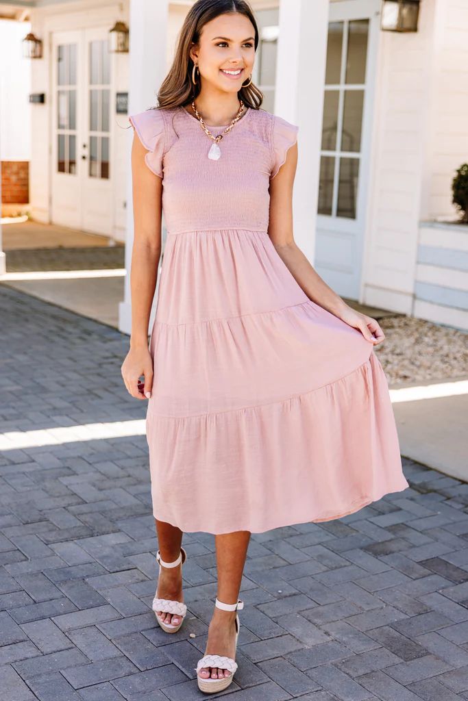 New Experiences Blush Pink Midi Dress | The Mint Julep Boutique