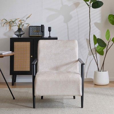 MAYEERTY 26.38" Modern Beige Lounge Chair, Polyester Upholstery Sturdy Metal Frame for Living Room Bedroom Office | Target