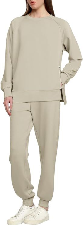 ANRABESS Womens 2 Piece Outfits Sweatsuit Fall Oversized Sweatshirts Jogger Sweatpants Matching L... | Amazon (US)