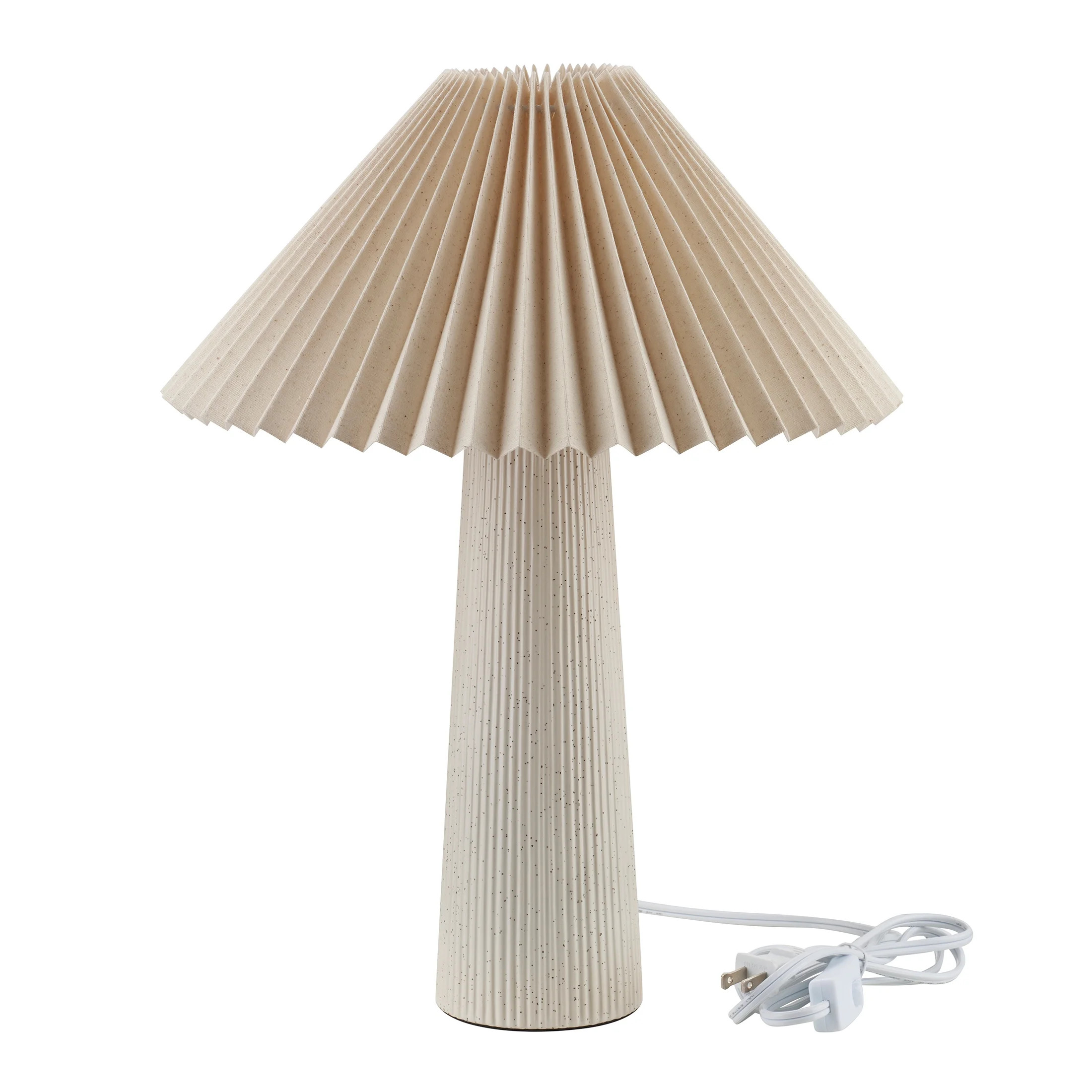 Home Decor Collection 18&quot;in Ribbed Ceramic Table Lamp with Ivory Pleated Shade | Walmart (US)