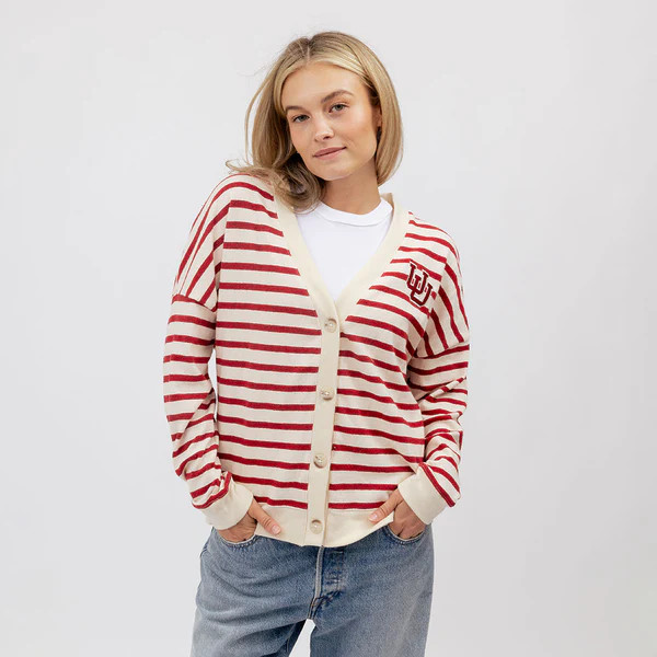 Utah Cardigan, Red Stripe | Albion Fit