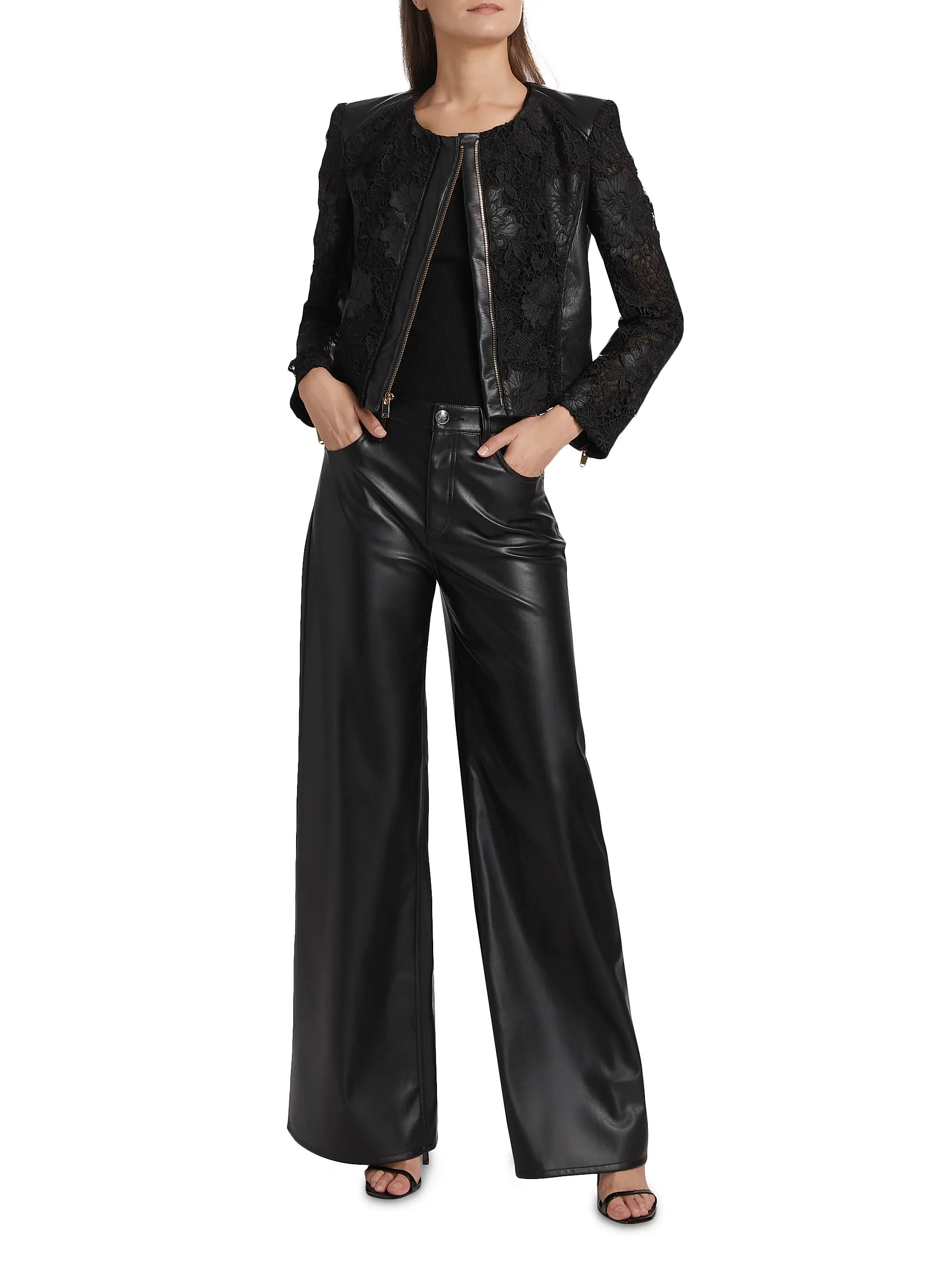 Dalma Faux-Leather & Lace Jacket | Saks Fifth Avenue