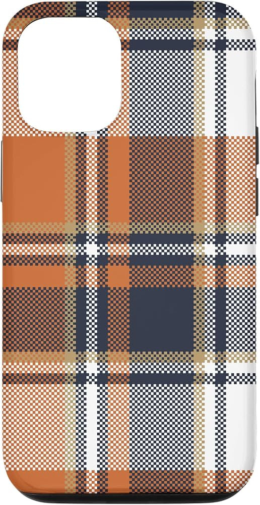 iPhone 12/12 Pro Navy Black and Orange Plaid Halloween Fall Autumn Pumpkins Case | Amazon (US)