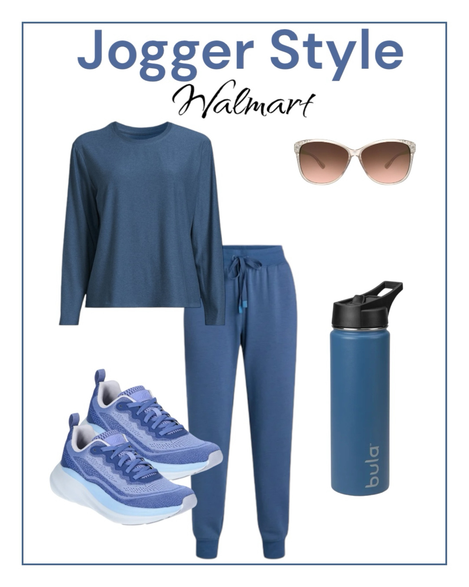 Jogger outfit that is sooo affordable @walmart. Blue sneakers and water bottle. 
#joggerstyle
#walmartfashion

#LTKsalealert #LTKfindsunder50 #LTKfitness