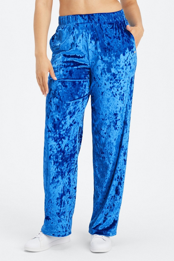 Go-To Crushed Velour Wide Leg Pant | Fabletics - North America
