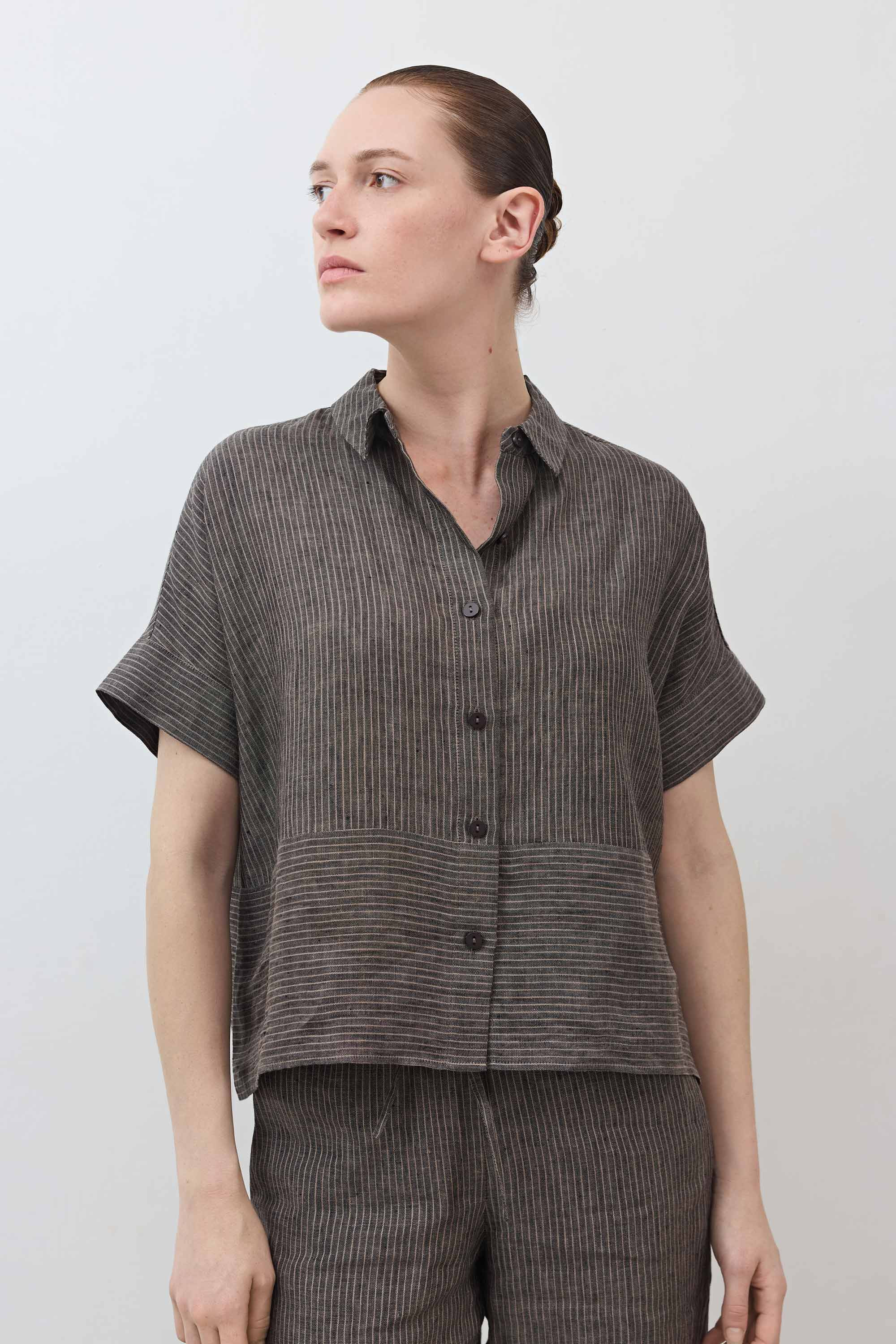 Boxy Linen Cropped Blouse | Ruti