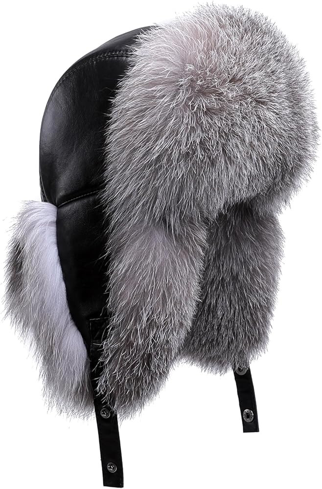Men's Genuine Fox/Raccoon Fur Trapper Hat with Sheepskin Leather Earflaps - Winter Russian Ushank... | Amazon (US)