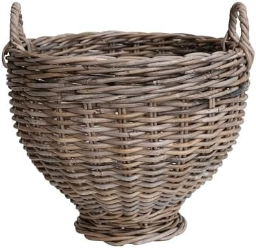 Creative Co-Op Round Woven Rattan Footed Basket Storage, Natural | Amazon (US)