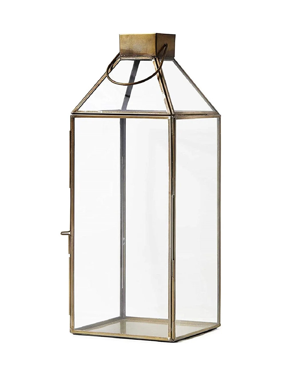 Serene Spaces Living Large Size Square Gold Lantern with Glass Panels, Measures 16 inches Tall, S... | Walmart (US)