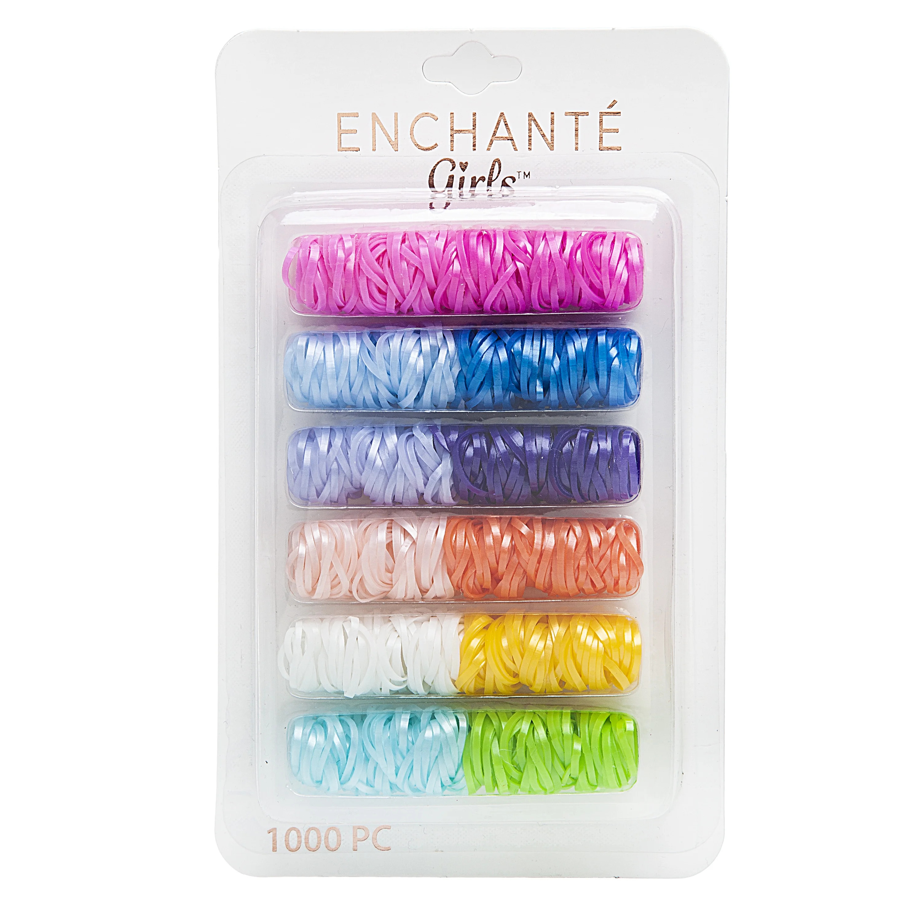 Enchante Hair, Assorted Color Polybands Ponytail Holders, Medium Size, 1000 Ct | Walmart (US)