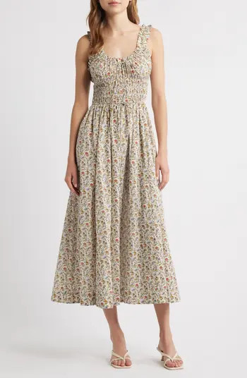 Emmaretta Floral Pleated Cotton Voile Maxi Dress | Nordstrom