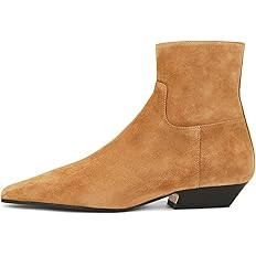 KysBloes Women Square Toe Ankle Boots Low Heel Booties Flats Winter Shoes Comfortable Side Zip Sh... | Amazon (US)