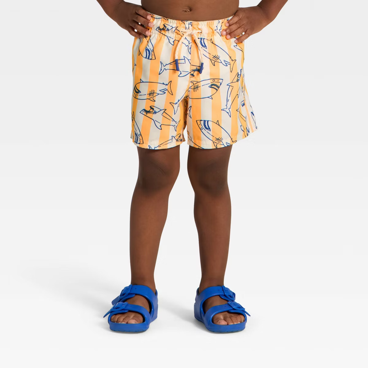 Toddler Boys' Shark Stripe Swim Trunks - Cat & Jack™ Orange | Target