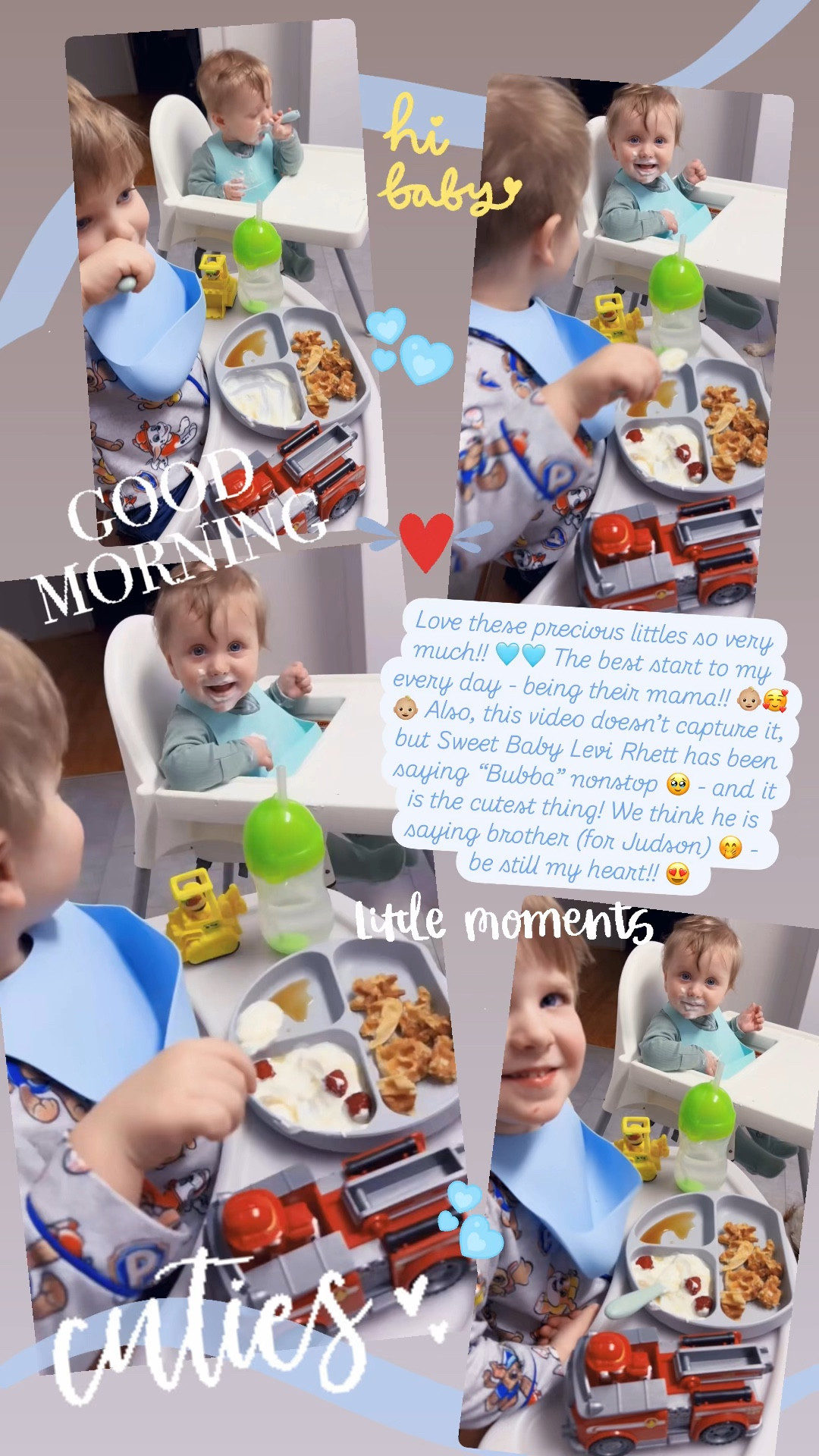 Love these precious littles so very much!! 🩵🩵 The best start to my every day - being their mama!! 👶🏼🥰👶🏼 Also, this video doesn’t capture it, but Sweet Baby Levi Rhett has been saying “Bubba” nonstop 🥹 - and it is the cutest thing! We think he is saying brother (for Judson) 🤭 - be still my heart!! 😍 

#LTKKids #LTKBaby #LTKFamily