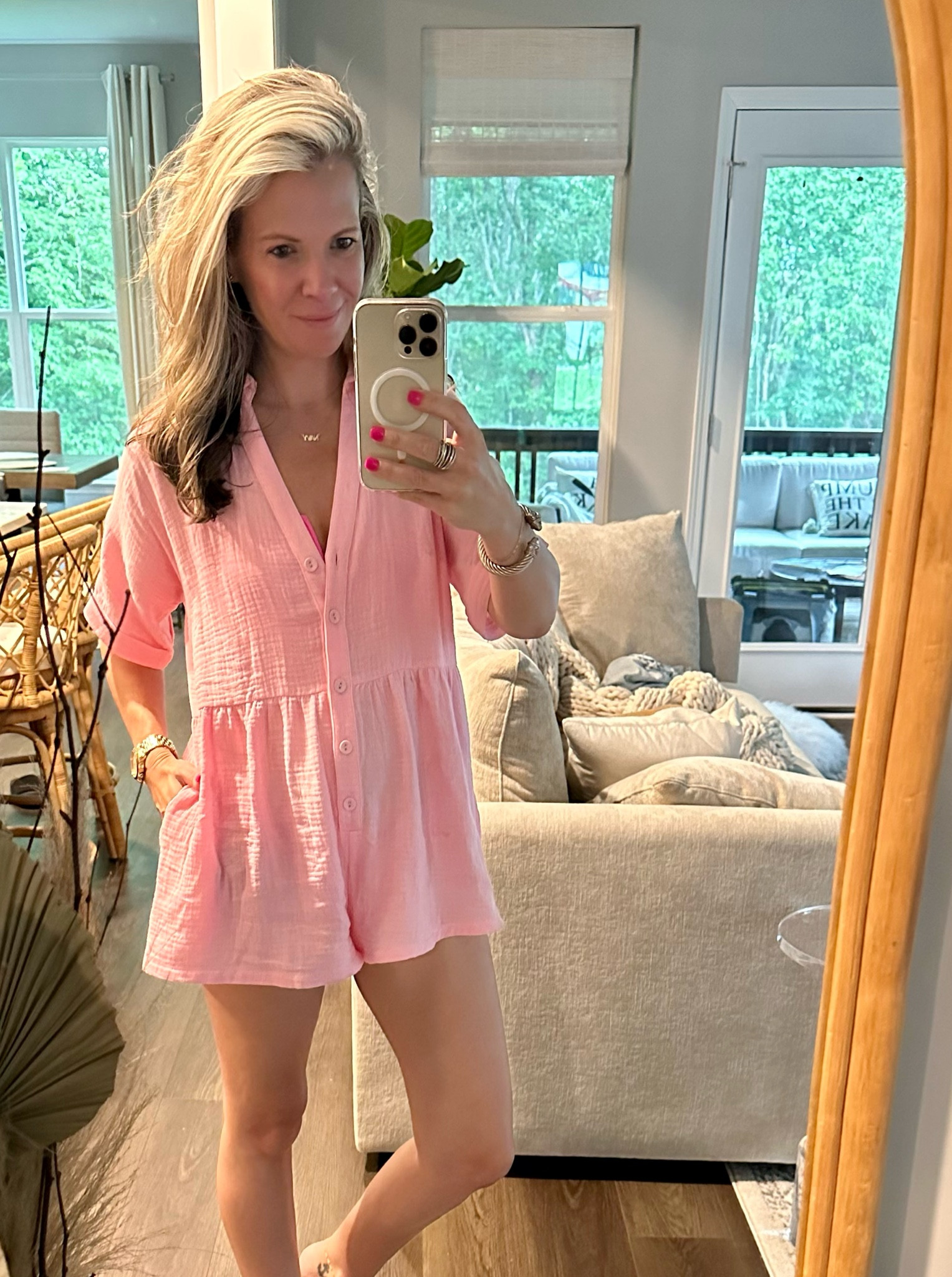 Back in stock!  Wear as an outfit or coverup!  Use Jennyc20 for 20% off

Pink romper | bathing suit coverup | pool season | swimsuit cover up | 

#LTKswim #LTKstyletip