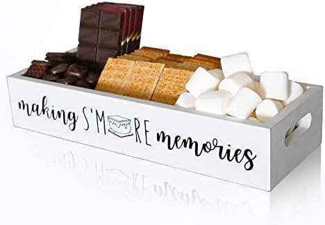 S'Mores Caddy, Farmhouse S’more Bar holder with Cutout Handle, Wooden Smores Station, Smores Ac... | Amazon (US)