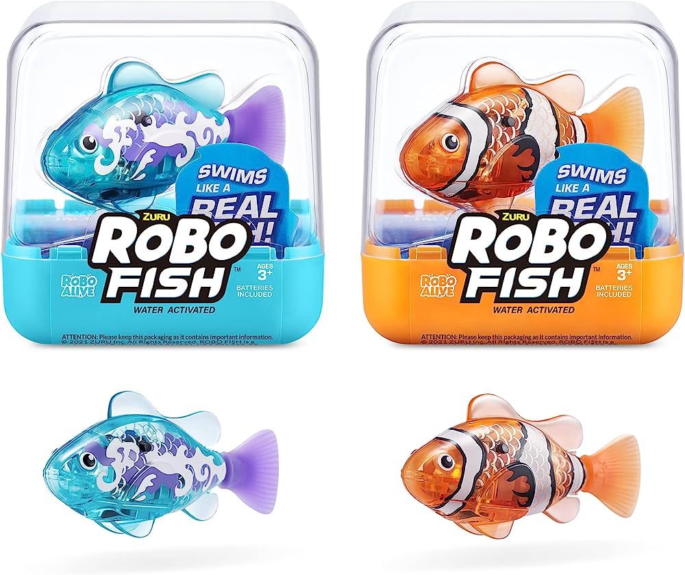 Robo Alive Robo Fish Robotic Swimming Fish (Teal + Orange) by ZURU Water Activated, Changes Color... | Amazon (US)