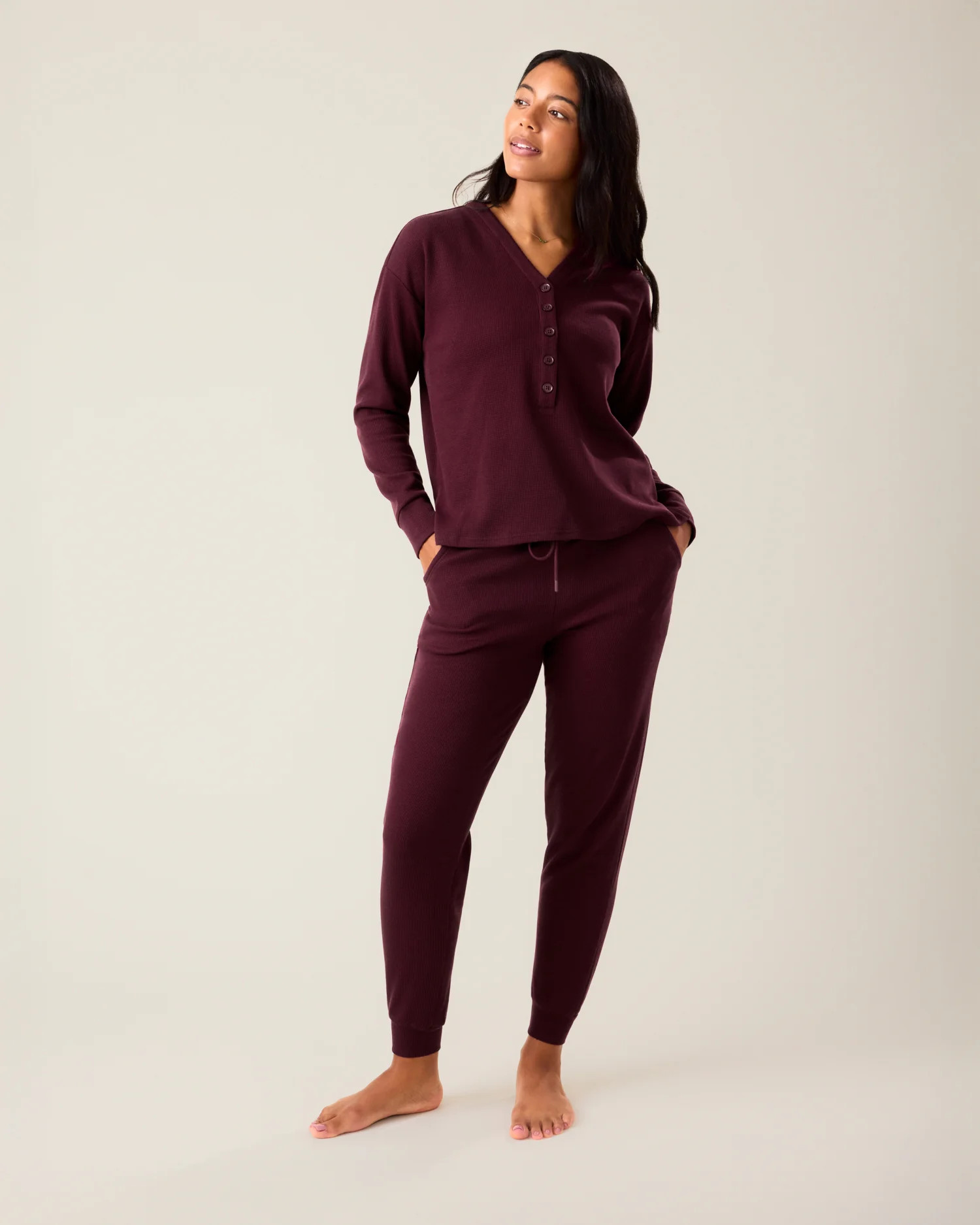 Waffle Maternity & Nursing Lounge Set | Deep Burgundy - Kindred Bravely | Kindred Bravely