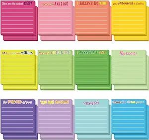 24 Pieces Inspirational Sticky Notes with Lines Cute Motivational Sticky Note Pad Appreciation St... | Amazon (US)