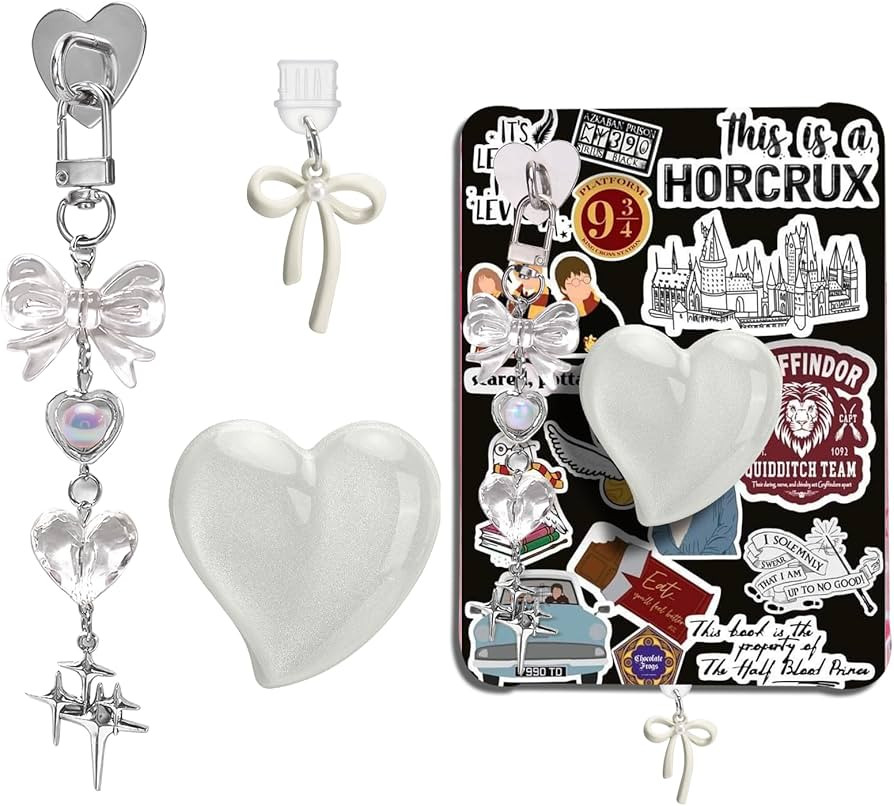 AIERSA Cute Charms Set for Kindle,Including Dust Plug Charm Type C/USB C,Heart Grip Holder,Bling ... | Amazon (US)