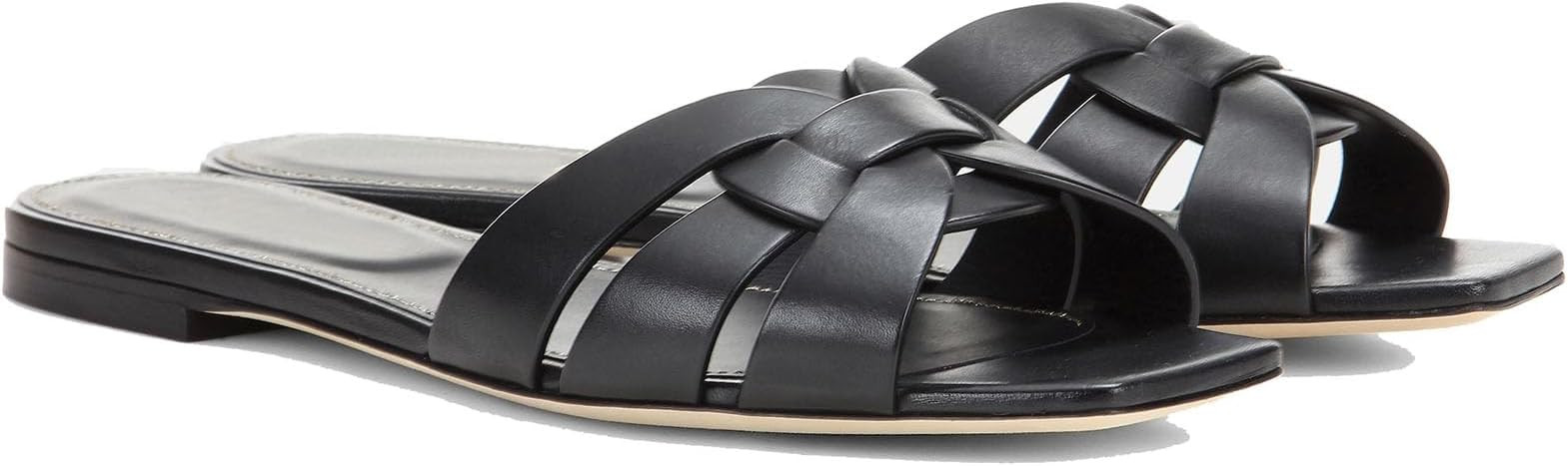 THESHY Women's Flat Sandals Square Toe Patent Leather Comfortable Slip on Slippers Casual Summer ... | Amazon (US)